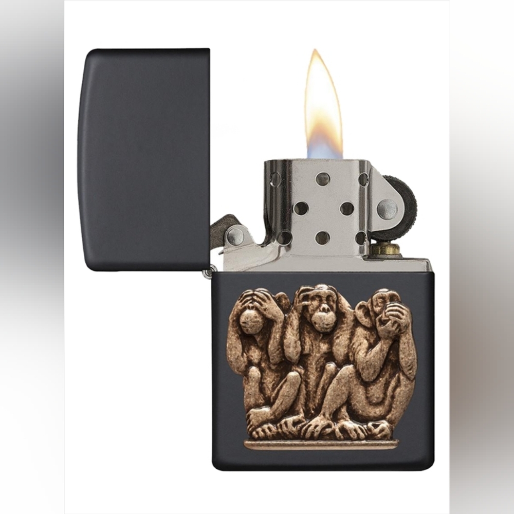 Vintage Zippo with Three Wise Monkeys Design